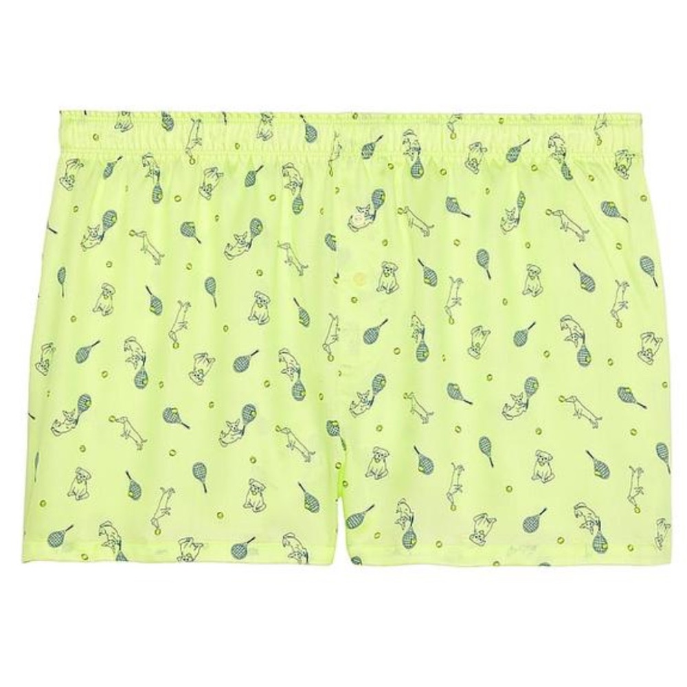 Victoria’s Secret PINK TENCEL™ BOXY PAJAMA SHORTS in Lime Dogs Playing Tennis - Picture 3 of 8
